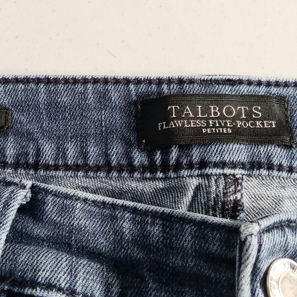 Talbots Jeans Straight Slim Mid Rise Women 8P Mid Wash Blue Stretch Ankle Cotton - Picture 3 of 11